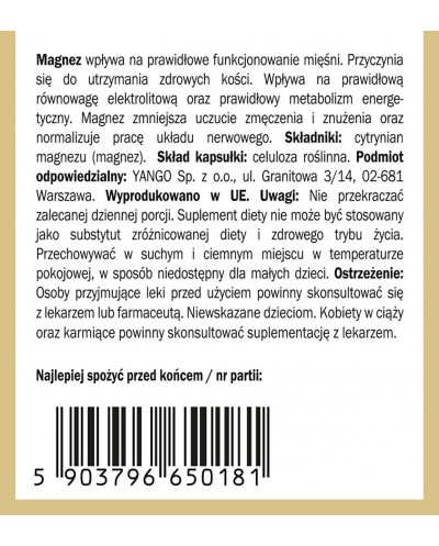 Cytrynian magnezu - Bezwodny - 90 kaps.