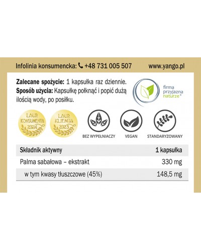 Palma sabałowa 45% kwasów tłuszczowych - 90 kapsułek