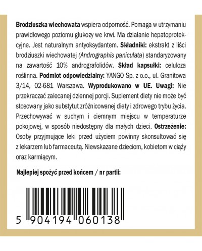 Brodziuszka - Andrographis paniculata - 90 kaps.