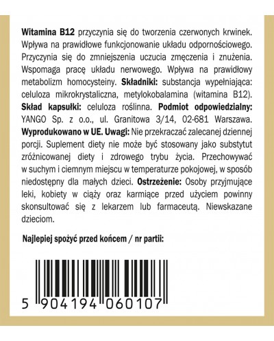 Witamina B12 - Metylokobalamina 100 µg - 90 kaps.